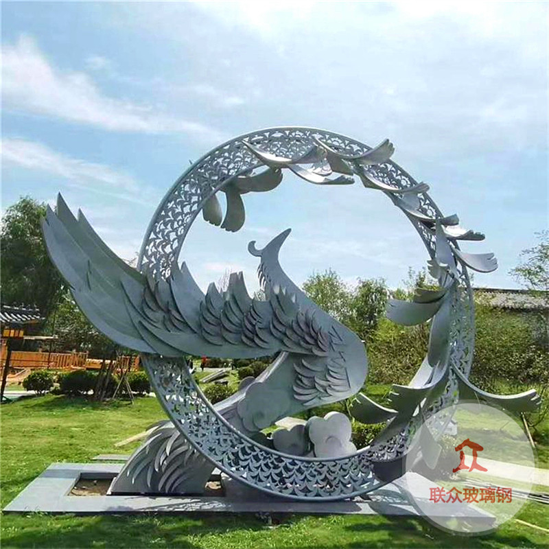 大型不銹鋼校園騰飛雕塑定制園林廣場地標(biāo)景觀售樓部金屬白鋼擺件