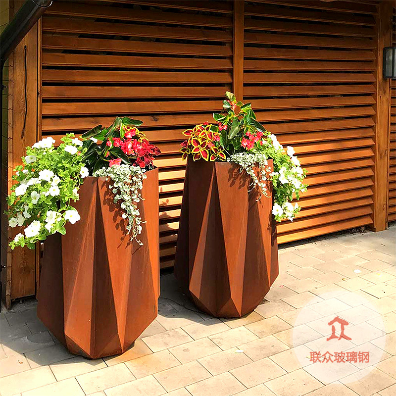 玻璃鋼花盆定制戶外園林景觀圓形大花缽商場花器花槽花池特大花箱