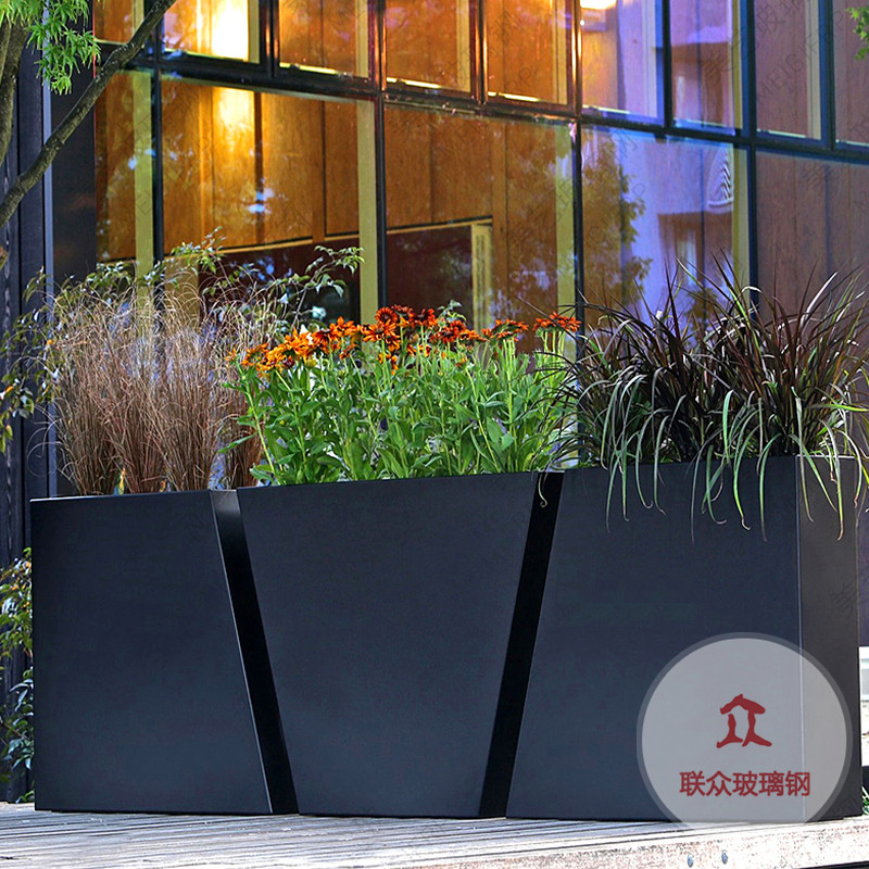 玻璃鋼花盆商場樓盤美陳花箱酒店花器商業(yè)街花缽戶外大號花瓶廠家