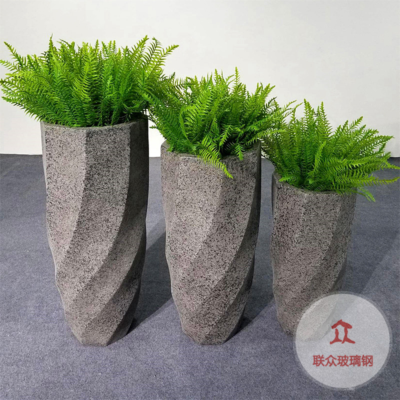 廠家訂做戶外組合花盆容器歐式酒店園林落地?cái)[件正方形玻璃鋼花盆