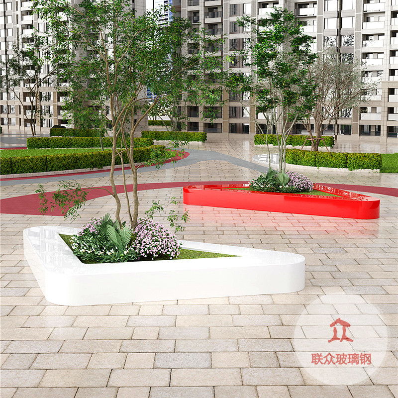 玻璃鋼長(zhǎng)條樹(shù)池坐凳定制商場(chǎng)休閑創(chuàng)意座椅戶外公園林異形花壇景觀