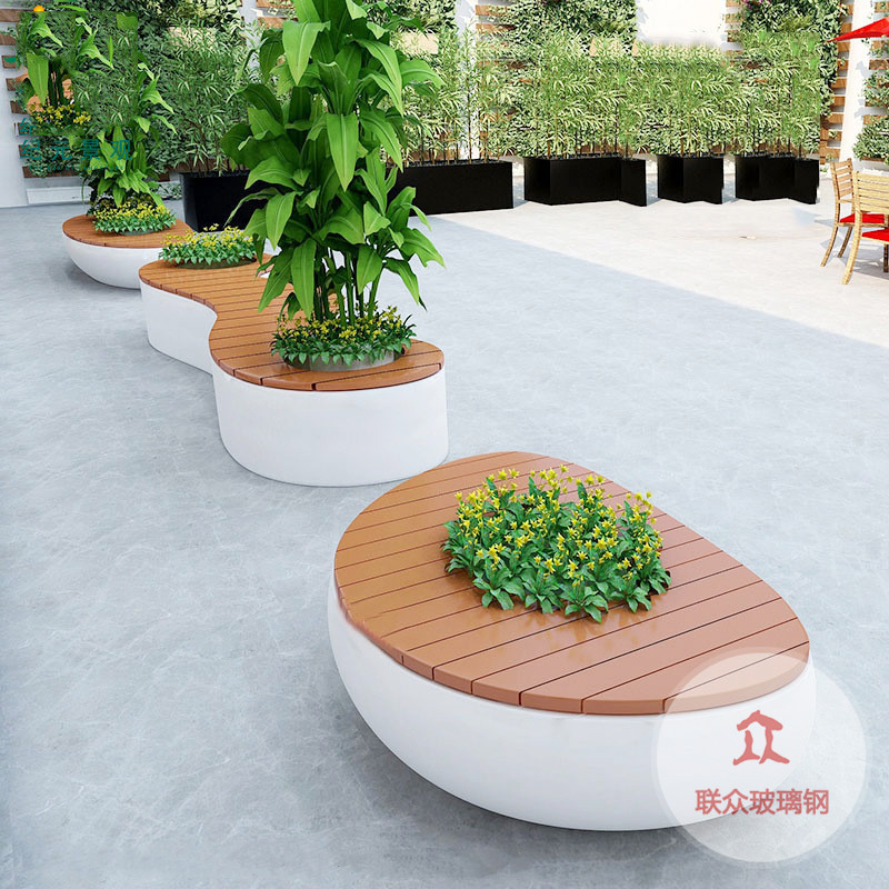 玻璃鋼樹(shù)池座椅小區(qū)公園綠化創(chuàng)意坐凳異形花池戶外景觀休閑椅定制