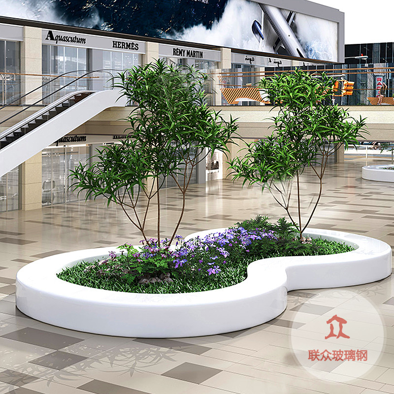 玻璃鋼樹(shù)池座椅定制戶外景觀休閑椅商場(chǎng)公共休息長(zhǎng)條等候坐凳花壇