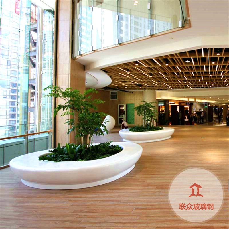 玻璃鋼排椅等候椅園林景觀(guān)圓形花池組合樹(shù)池手指坐凳船型花盆座椅