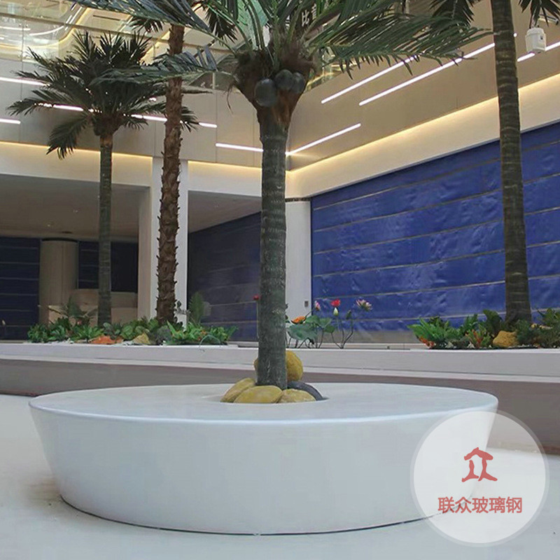 戶外商場(chǎng)創(chuàng)意樹池坐凳公共休閑等候椅子景觀異形長凳玻璃鋼座椅