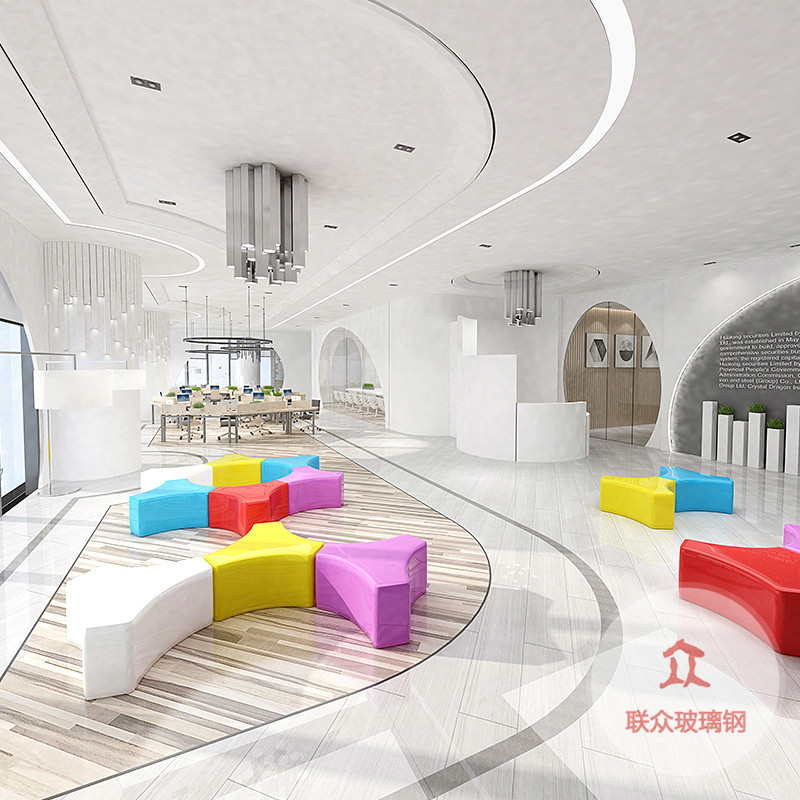 玻璃鋼休閑椅子商場(chǎng)美陳休息區(qū)水滴花盆座椅戶外公園異形坐凳定制